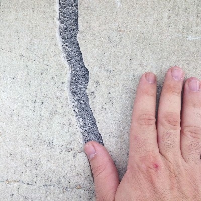 A thin line where something has broken but not come apart.