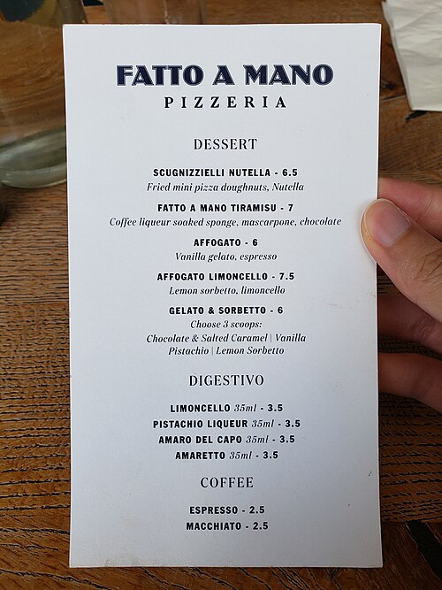 dessert menu