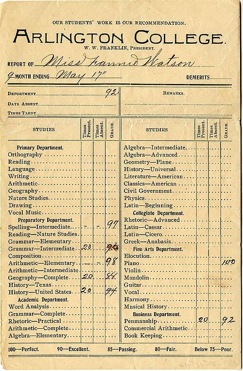 report card